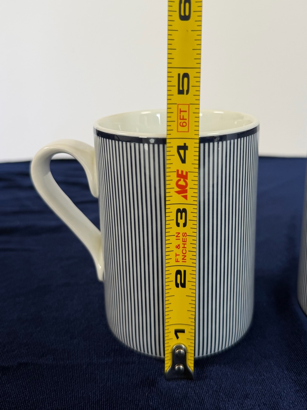 Vintage Dansk Bistro Ringsted Blue White Stripe MCM Coffee Mug Blue/White 10oz - Picture 7 of 8